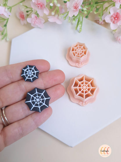 Emporte-pièce 3D en forme de toiles d'araignée, 2 tailles différentes, pour la fabrication de bijoux en argile polymère