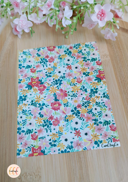 Feuille de transfert soluble à l'eau pour la fabrication de bijoux en argile polymère - Spring Flowers 020