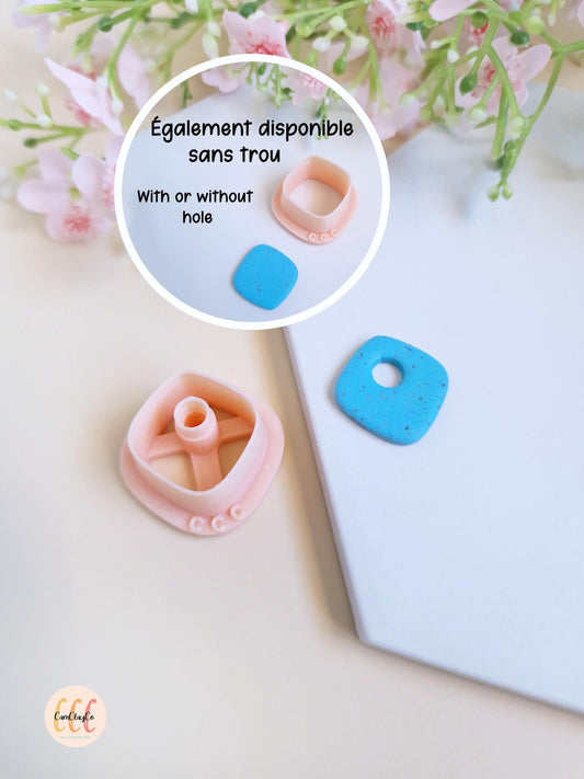 Emporte-pièce 3D en forme de losange arrondi pour la fabrication de bijoux en argile polymère, créoles interchangeables, pampilles