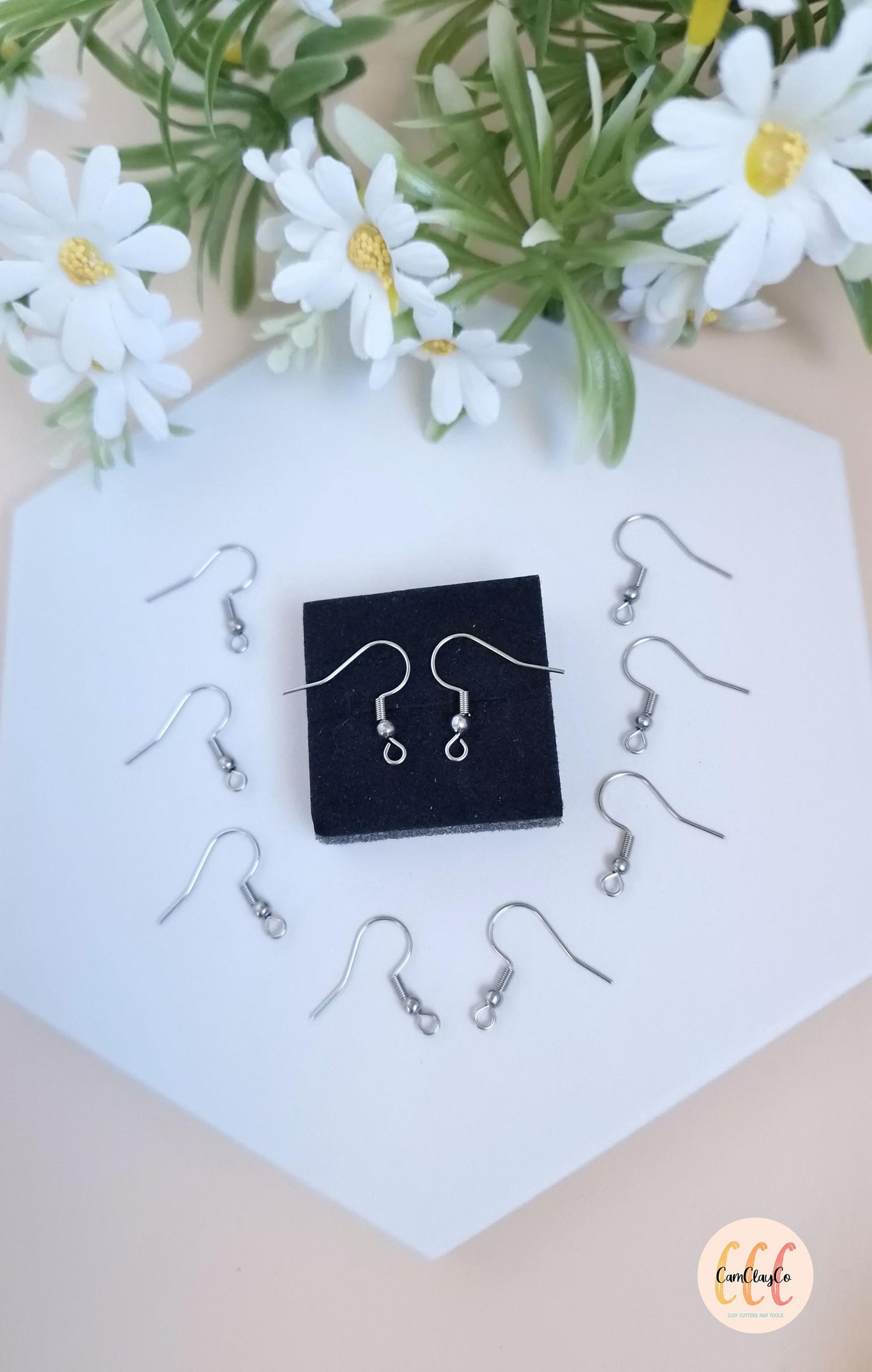 Crochets boucles d'oreilles en acier inoxydable pour la fabrication de bijoux, doré et argenté - 10 pièces