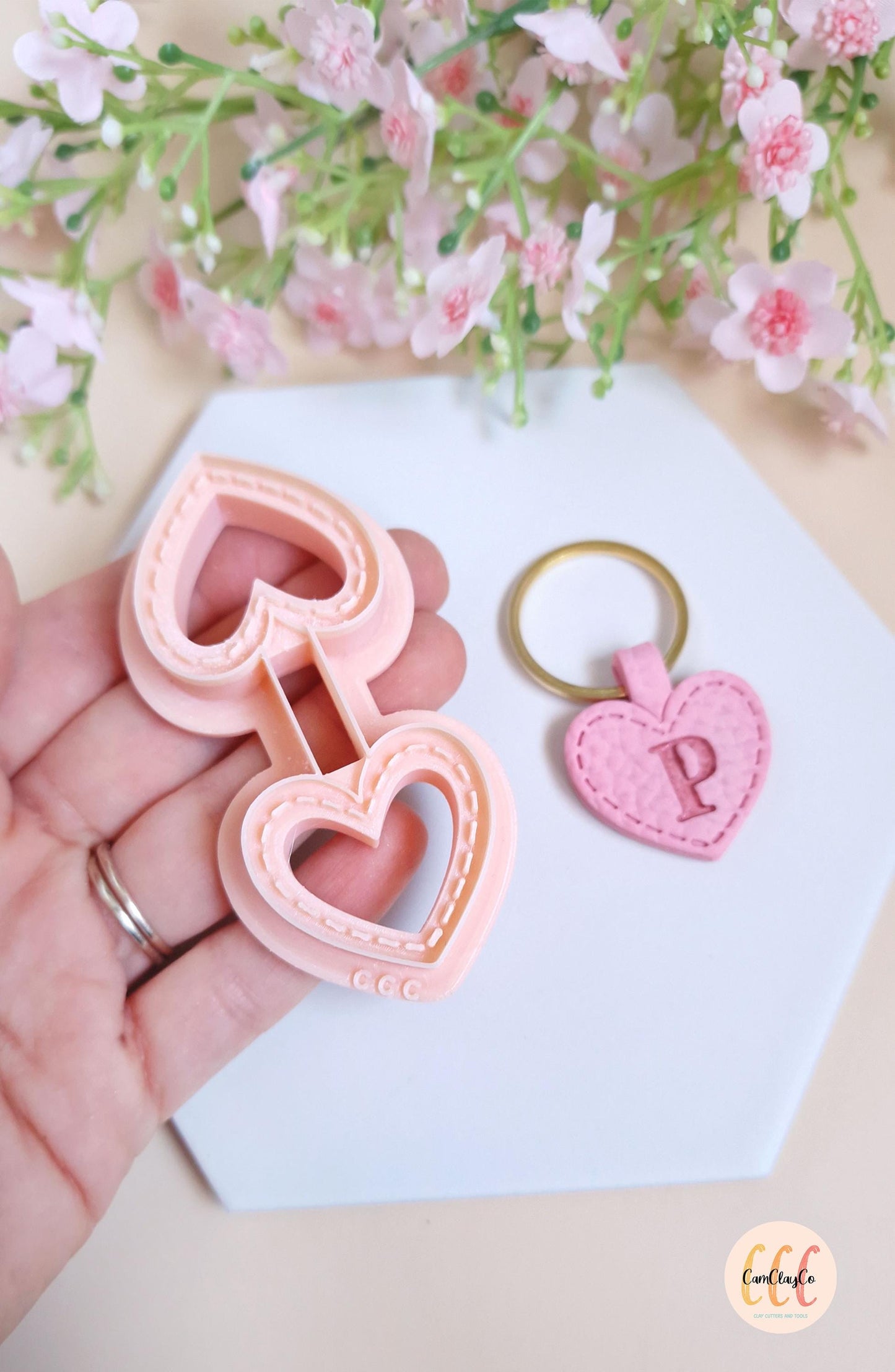 Emporte-pièce 3D porte-clés pour les créations en argile polymère - Porte-clés cœur