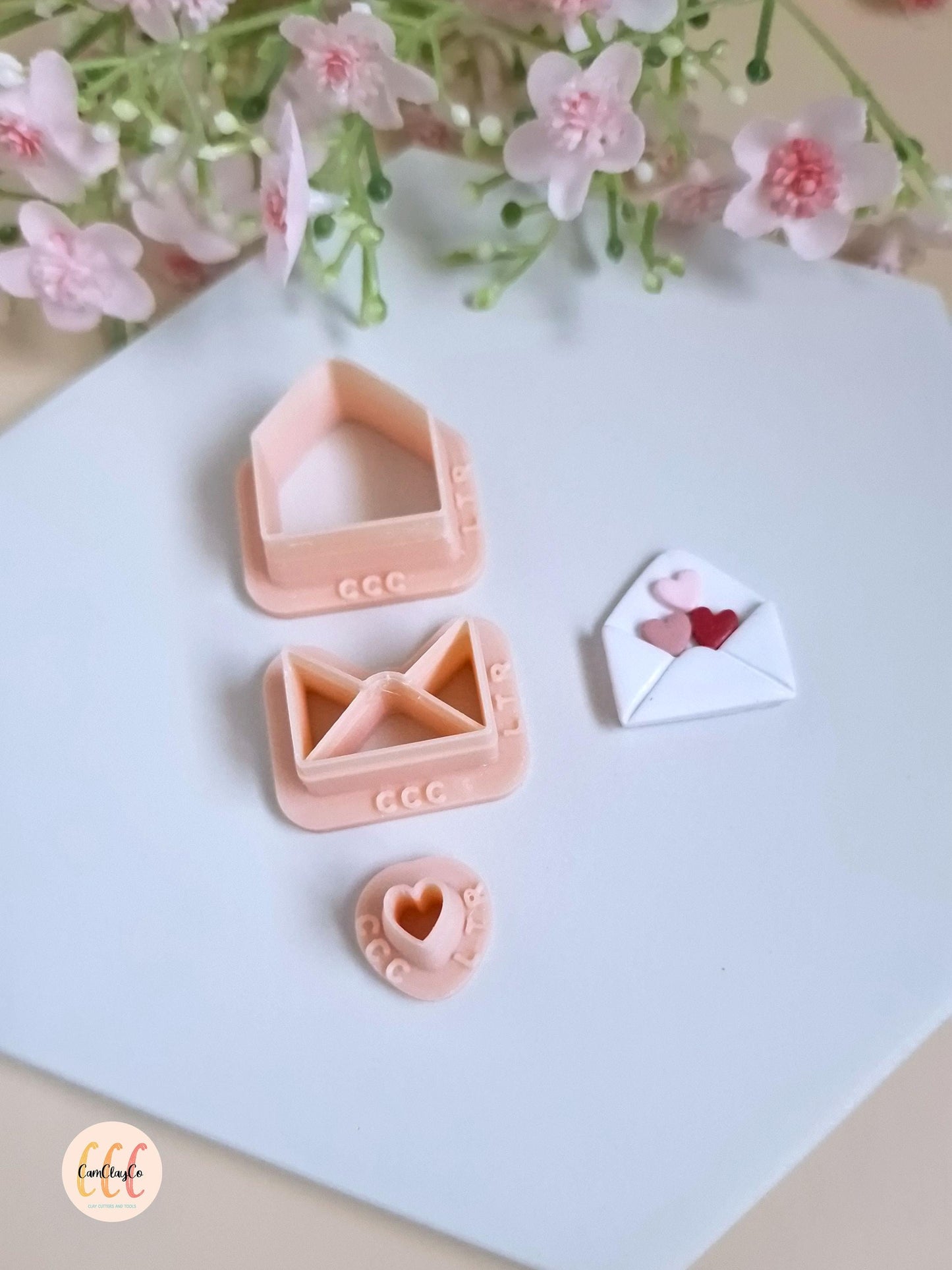 Set d'emporte-pièces 3D en forme d'enveloppe ouverte avec cœur pour la fabrication de bijoux en argile polymère