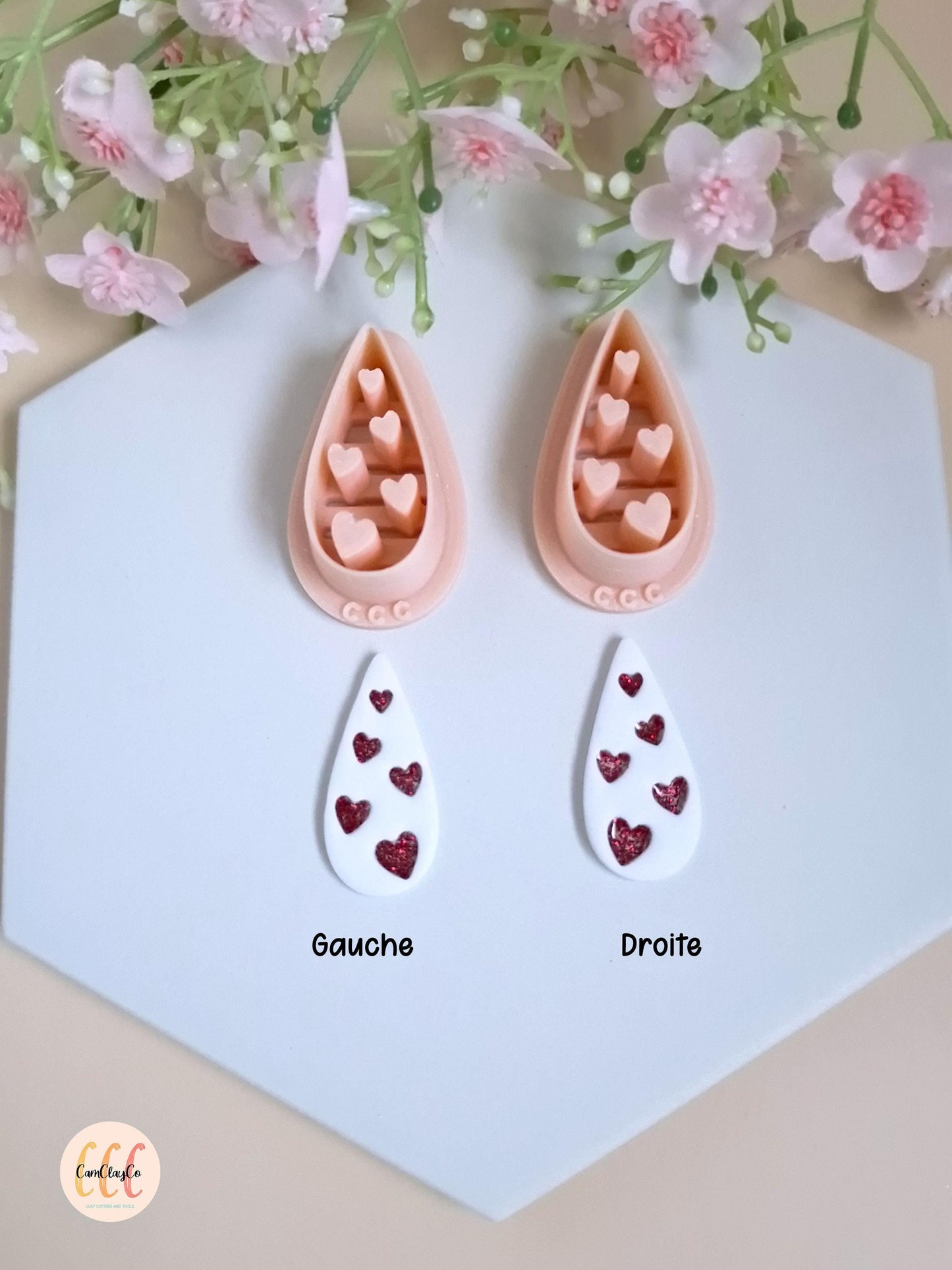 Emporte-pièces 3D en forme de gouttes et cœurs estampés pour la fabrication de bijoux en argile polymère