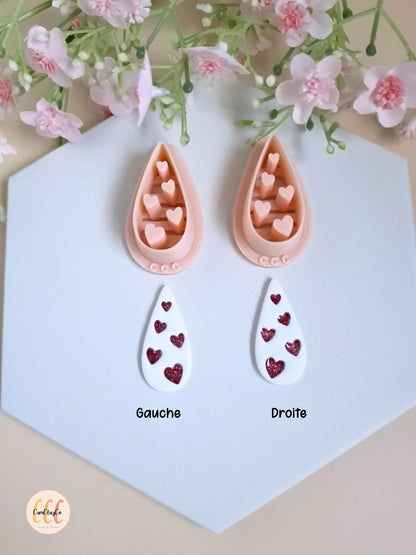 Emporte-pièces 3D en forme de gouttes et cœurs estampés pour la fabrication de bijoux en argile polymère