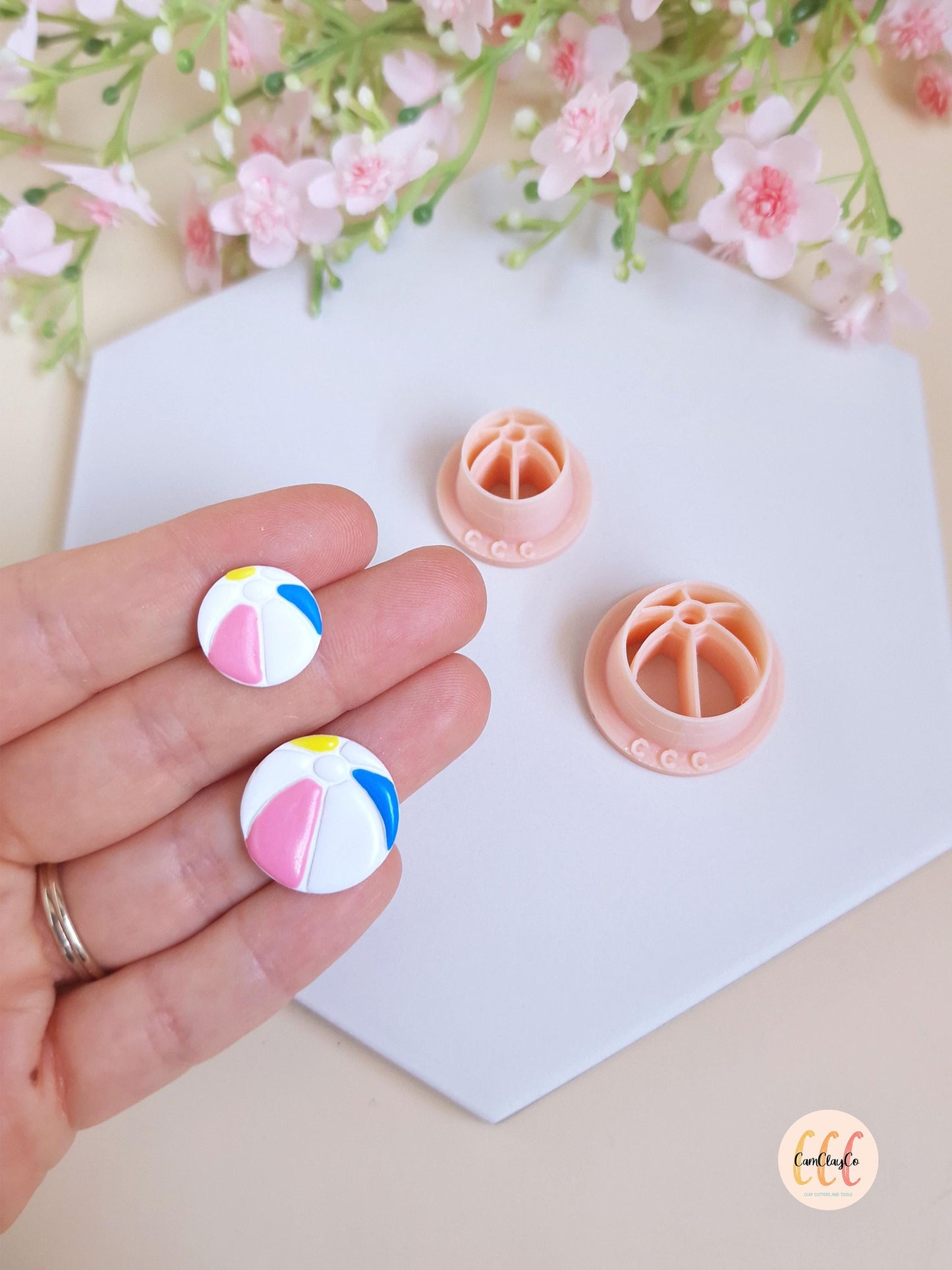 Emporte-pièces 3D en forme de ballon de plage pour la fabrication de bijoux en argile polymère, créoles interchangeables, pampilles
