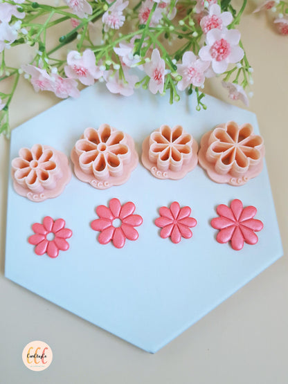 Emporte-pièces 3D fleurs 8 pétales pour la fabrication de bijoux en argile polymère, créoles interchangeables