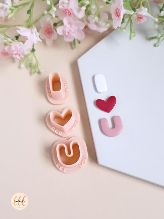 Set d'emporte-pièces 3D I LOVE U pour la fabrication de bijoux en argile polymère