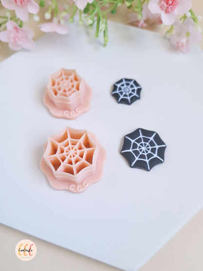 Emporte-pièce 3D en forme de toiles d'araignée, 2 tailles différentes, pour la fabrication de bijoux en argile polymère