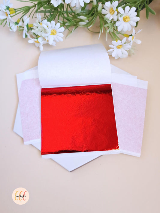 10 feuilles d'or - Rouge - Outil pour argile polymère et résine