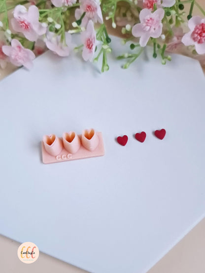 Emporte-pièce 3D en forme de trois petits cœurs pour la fabrication de bijoux en argile polymère