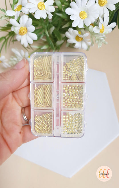 Microbilles, perles caviar dorées - Accessoires bijoux pour argile polymère