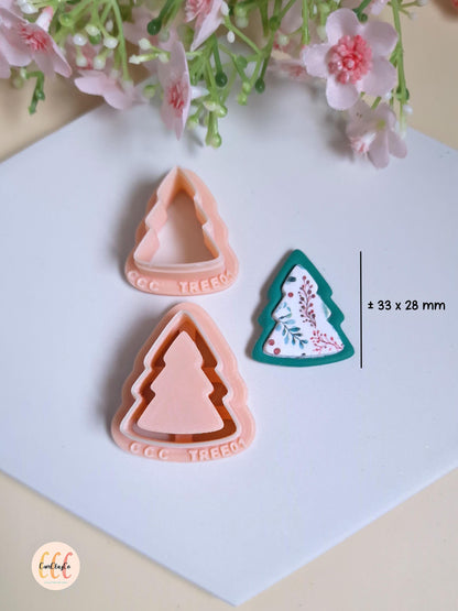 Emporte-pièce 3D en forme de sapin en deux parties pour la fabrication de bijoux en argile polymère