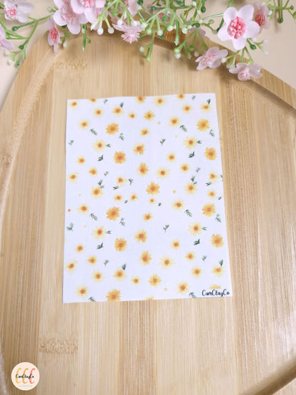 Feuille de transfert soluble à l'eau pour la fabrication de bijoux en argile polymère - Flowers 010