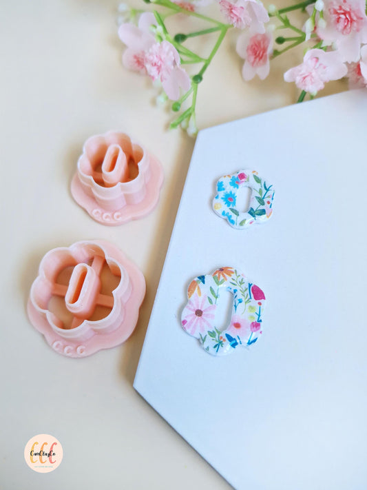 Emporte-pièces 3D fleur 6 pétales donut ovale pour la fabrication de bijoux en argile polymère, créoles interchangeables, pampilles
