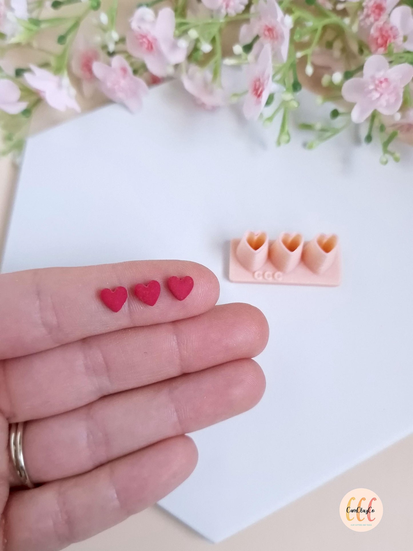 Emporte-pièce 3D en forme de trois petits cœurs pour la fabrication de bijoux en argile polymère