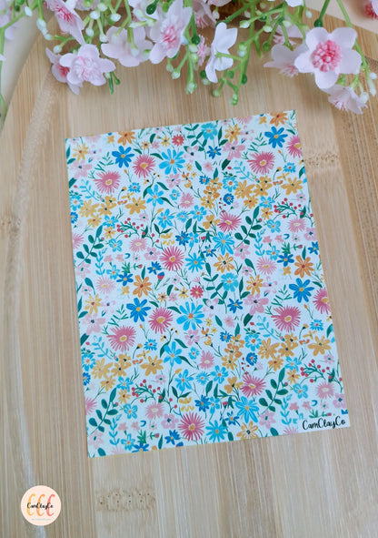 Feuille de transfert soluble à l'eau pour la fabrication de bijoux en argile polymère - Spring Flowers 015