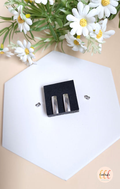 Boucles d'oreilles barres rectangles bombées en acier inoxydable pour la fabrication de bijoux, doré et argenté - 2 pièces