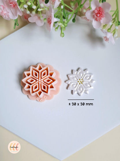 Emporte-pièce 3D en forme de flocon de neige détaillé pour la fabrication de bijoux en argile polymère