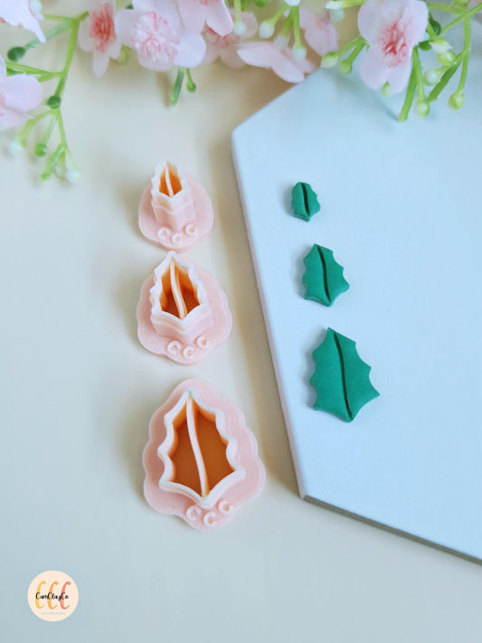 Emporte-pièce 3D en forme de feuilles de houx pour la fabrication de bijoux en argile polymère