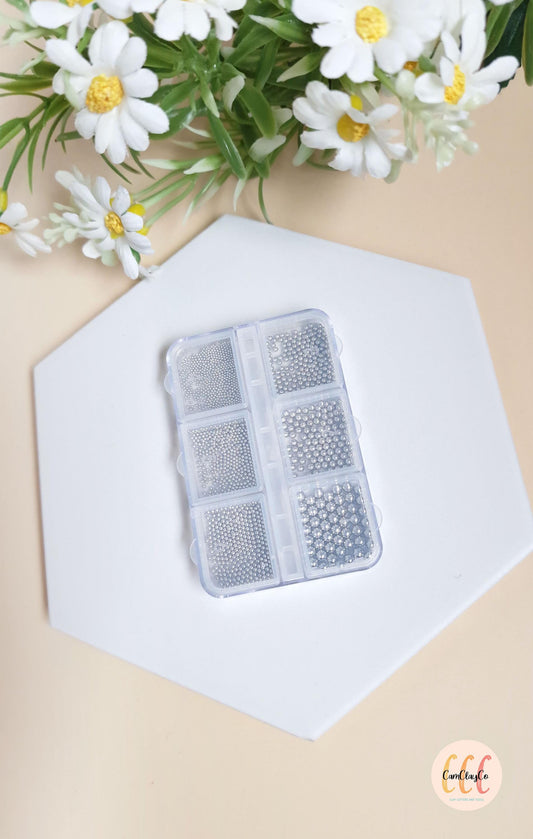 Microbilles, perles caviar argentées - Accessoires bijoux pour argile polymère