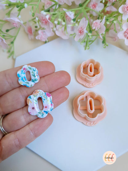 Emporte-pièces 3D fleur 6 pétales donut ovale pour la fabrication de bijoux en argile polymère, créoles interchangeables, pampilles