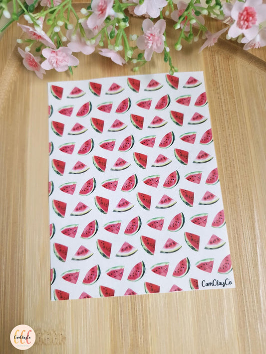 Feuille de transfert soluble à l'eau pour la fabrication de bijoux en argile polymère - Watermelon 01