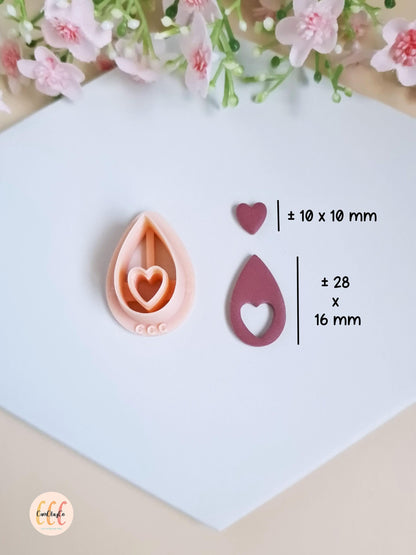 Emporte-pièce 3D en forme de goutte cœur pour la fabrication de bijoux en argile polymère