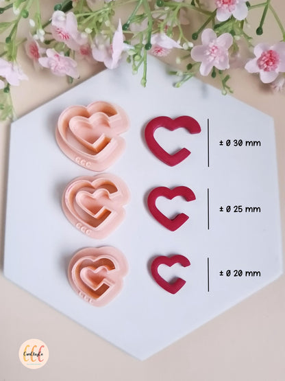 Emporte-pièces 3D en forme de cœurs créoles pour la fabrication de bijoux en argile polymère