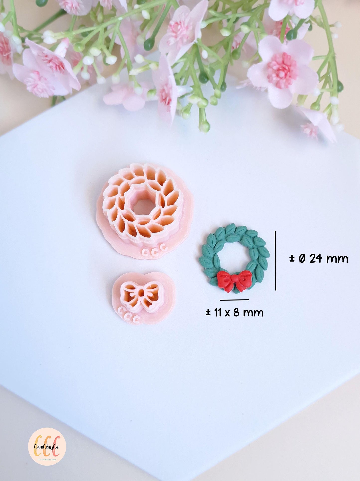 Emporte-pièces 3D en forme de couronne de Noël et nœud pour la fabrication de bijoux en argile polymère