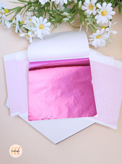 10 feuilles d'or - Fushia - Outil pour argile polymère et résine