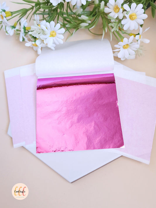 10 feuilles d'or - Fushia - Outil pour argile polymère et résine