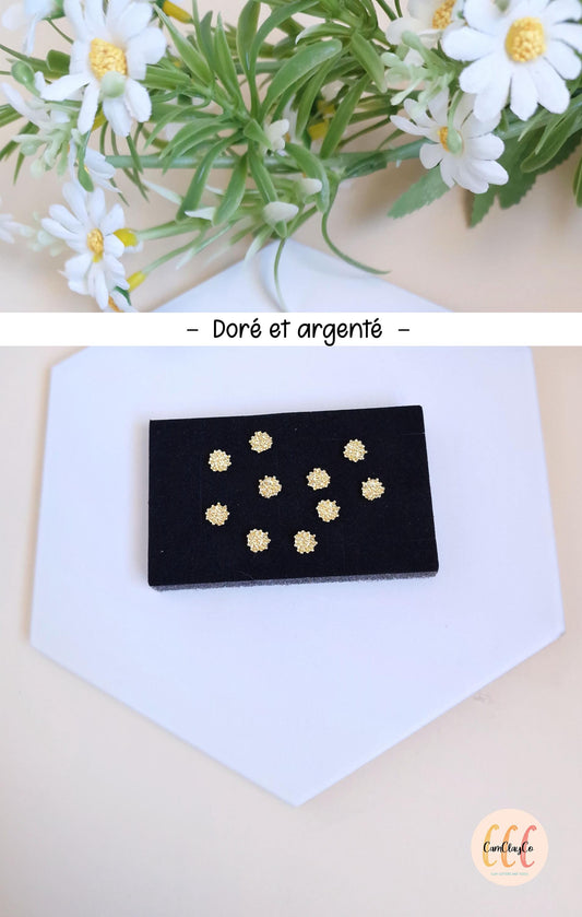 Centres de fleurs pour la fabrication de bijoux, doré et argenté - 10 pièces