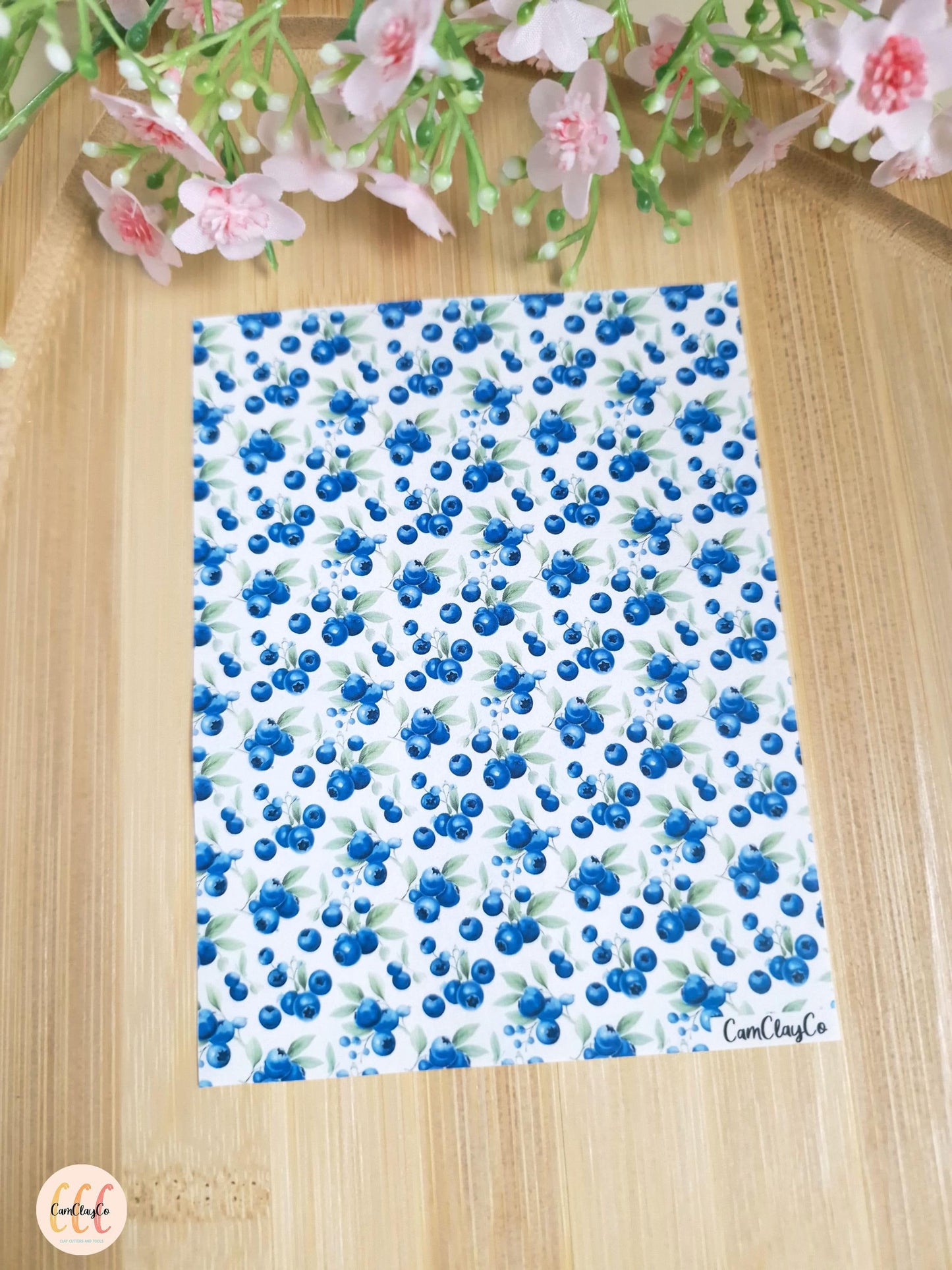 Feuille de transfert soluble à l'eau pour la fabrication de bijoux en argile polymère - Blueberry 01