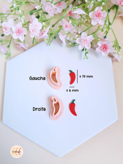 Emporte-pièce 3D en forme de piment pour fabrication de bijoux en argile polymère