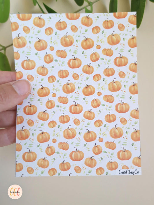 Feuille de transfert soluble à l'eau pour la fabrication de bijoux en argile polymère - Pumpkin 01