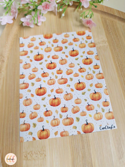 Feuille de transfert soluble à l'eau pour la fabrication de bijoux en argile polymère - Pumpkin 02