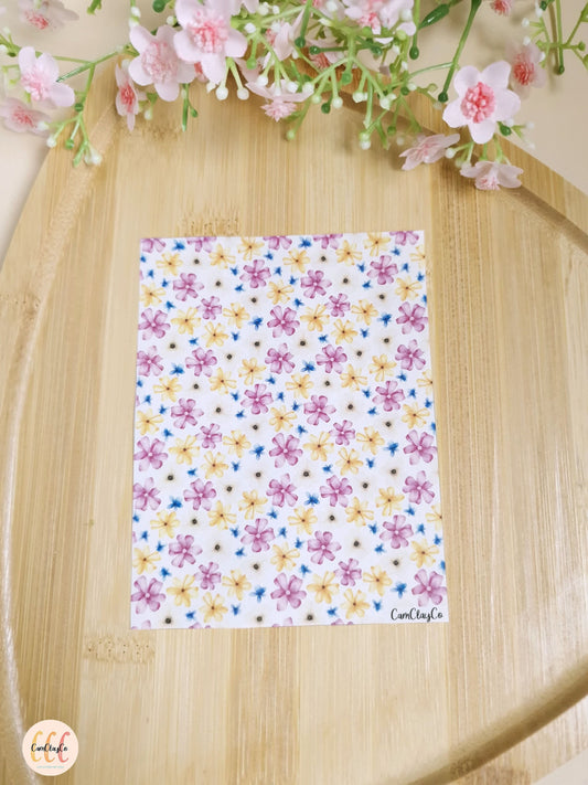 Feuille de transfert soluble à l'eau pour la fabrication de bijoux en argile polymère - Flowers 01
