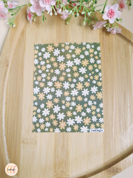 Feuille de transfert soluble à l'eau pour la fabrication de bijoux en argile polymère - Flowers 04