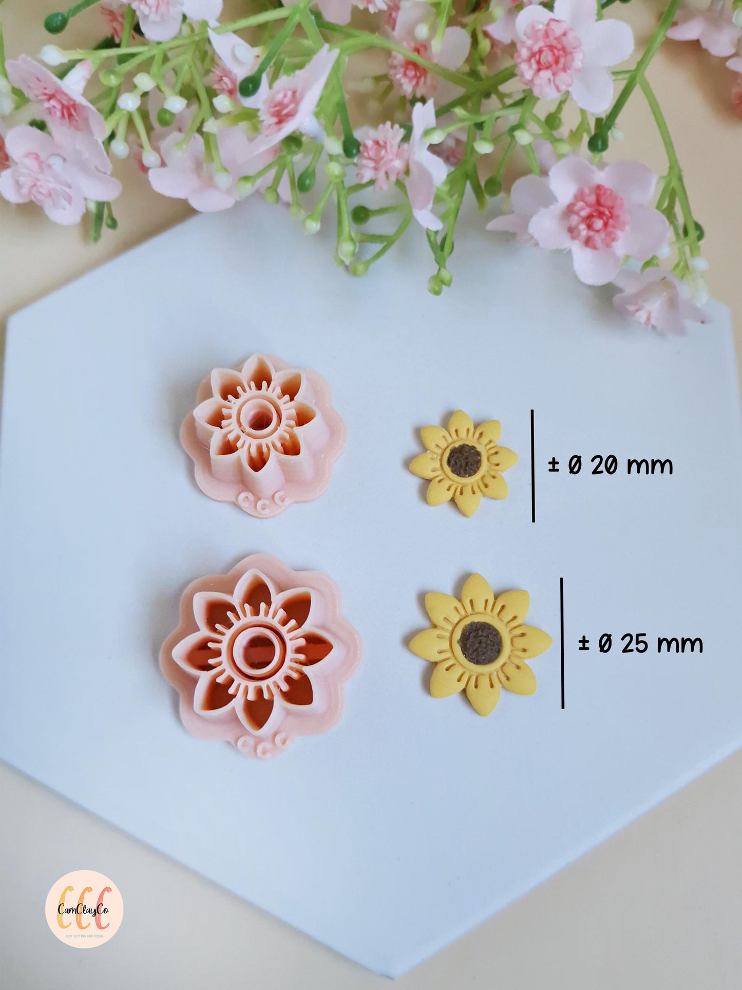 Emporte-pièces 3D tournesols 8 pétales pour la fabrication de bijoux en argile polymère, créoles interchangeables, pampilles