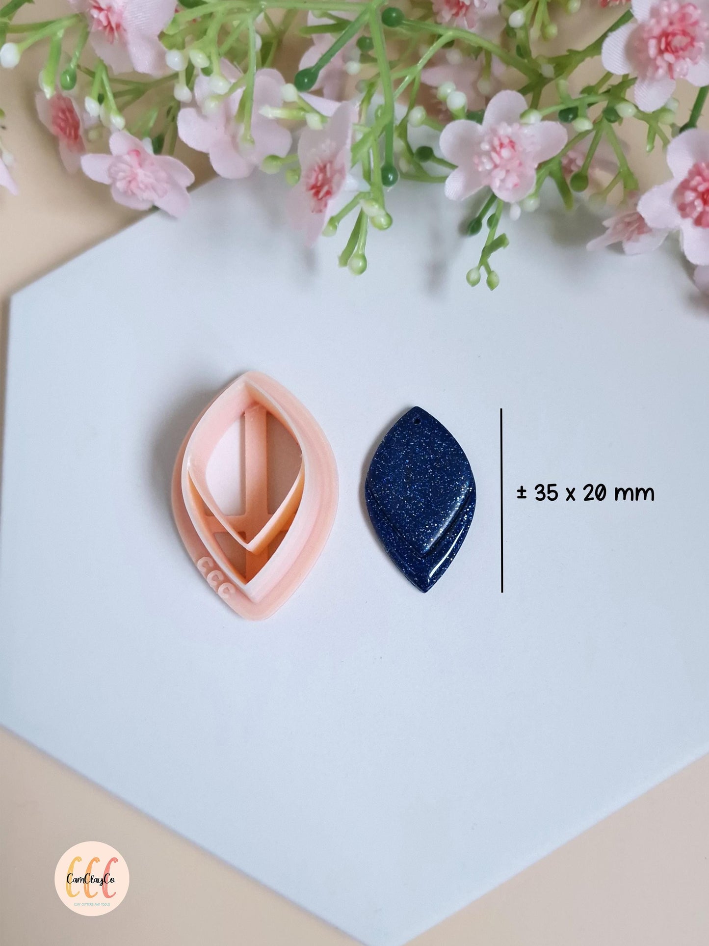 Emporte-pièce 3D en forme de goutte pointue élégante pour la fabrication de bijoux en argile polymère - Elegant 01