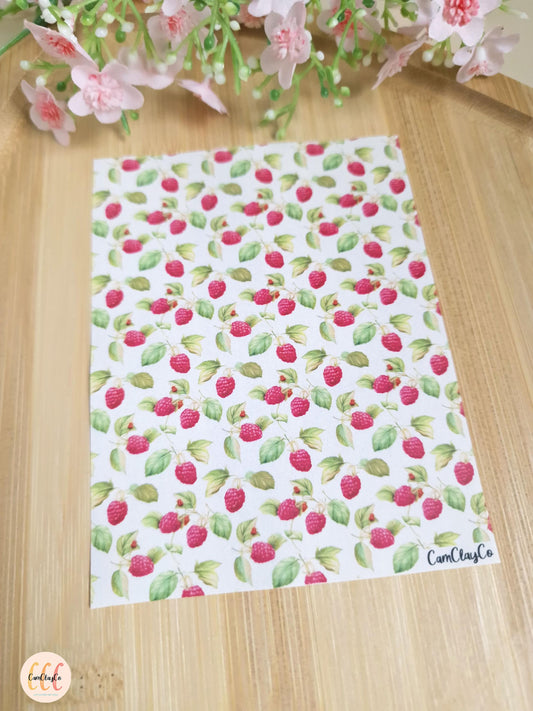 Feuille de transfert soluble à l'eau pour la fabrication de bijoux en argile polymère - Raspberry 01