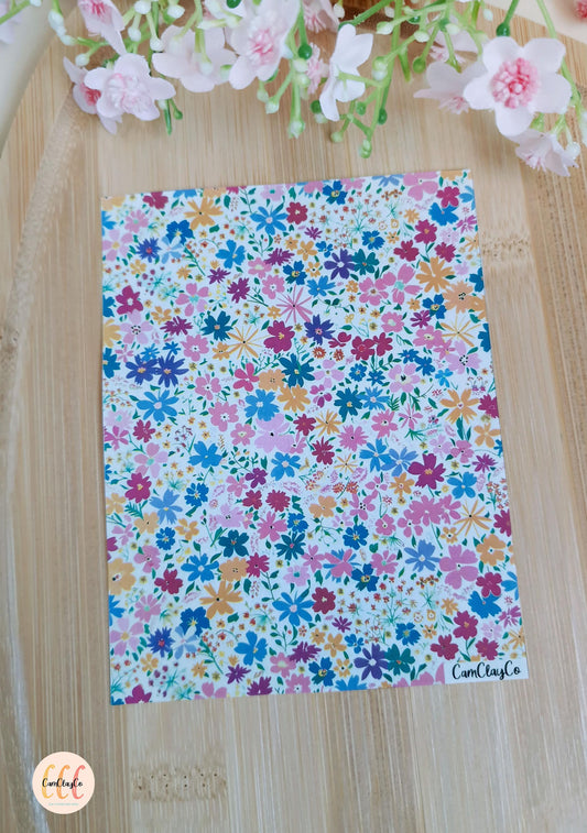 Feuille de transfert soluble à l'eau pour la fabrication de bijoux en argile polymère - Spring Flowers 017