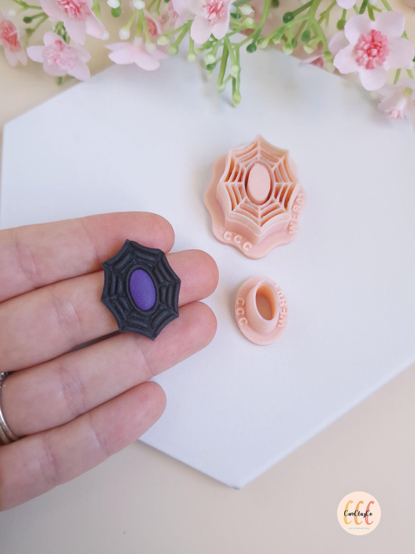 Emporte-pièces 3D en forme de toile d'araignée et effet pierre précieuse pour la fabrication de bijoux en argile polymère