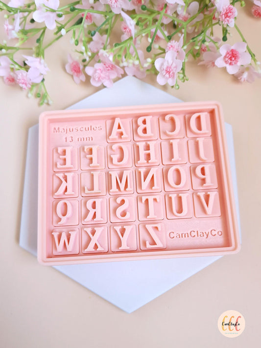 Tampons 3D alphabet pour la fabrication de bijoux en argile polymère - Majuscules 13 mm