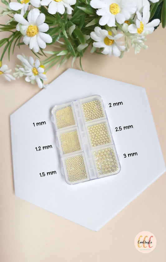 Microbilles, perles caviar dorées - Accessoires bijoux pour argile polymère