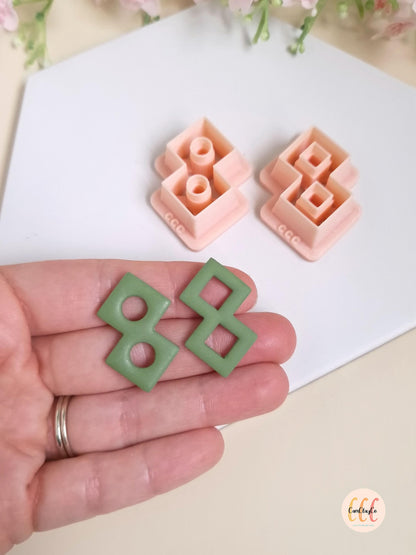 Emporte-pièce 3D en forme de double carré creux pour la fabrication de bijoux en argile polymère, créoles interchangeables, pampilles
