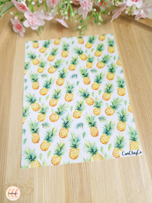 Feuille de transfert soluble à l'eau pour la fabrication de bijoux en argile polymère - Pineapple 01