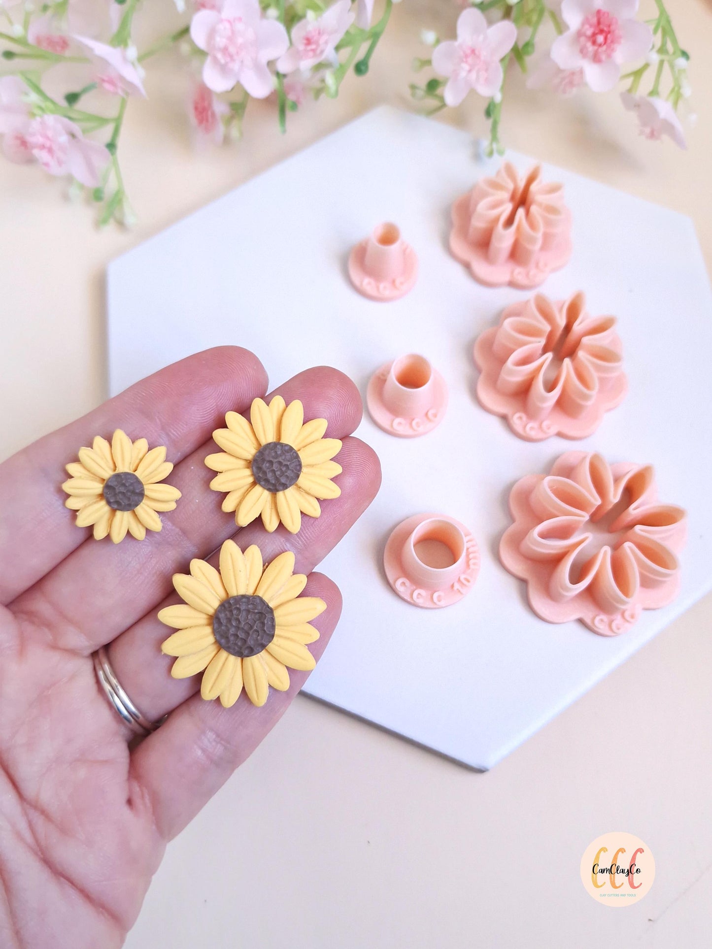 Emporte-pièces 3D en forme de marguerite ou tournesol pour la fabrication de bijoux en argile polymère
