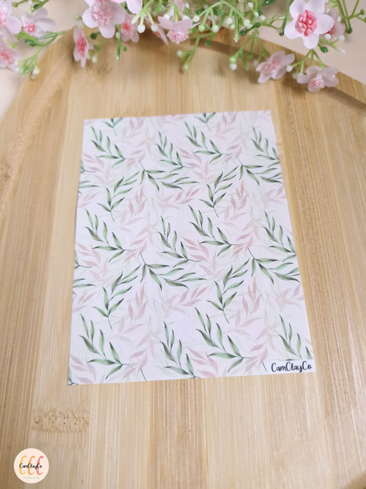 Feuille de transfert soluble à l'eau pour la fabrication de bijoux en argile polymère - Feuillage 09