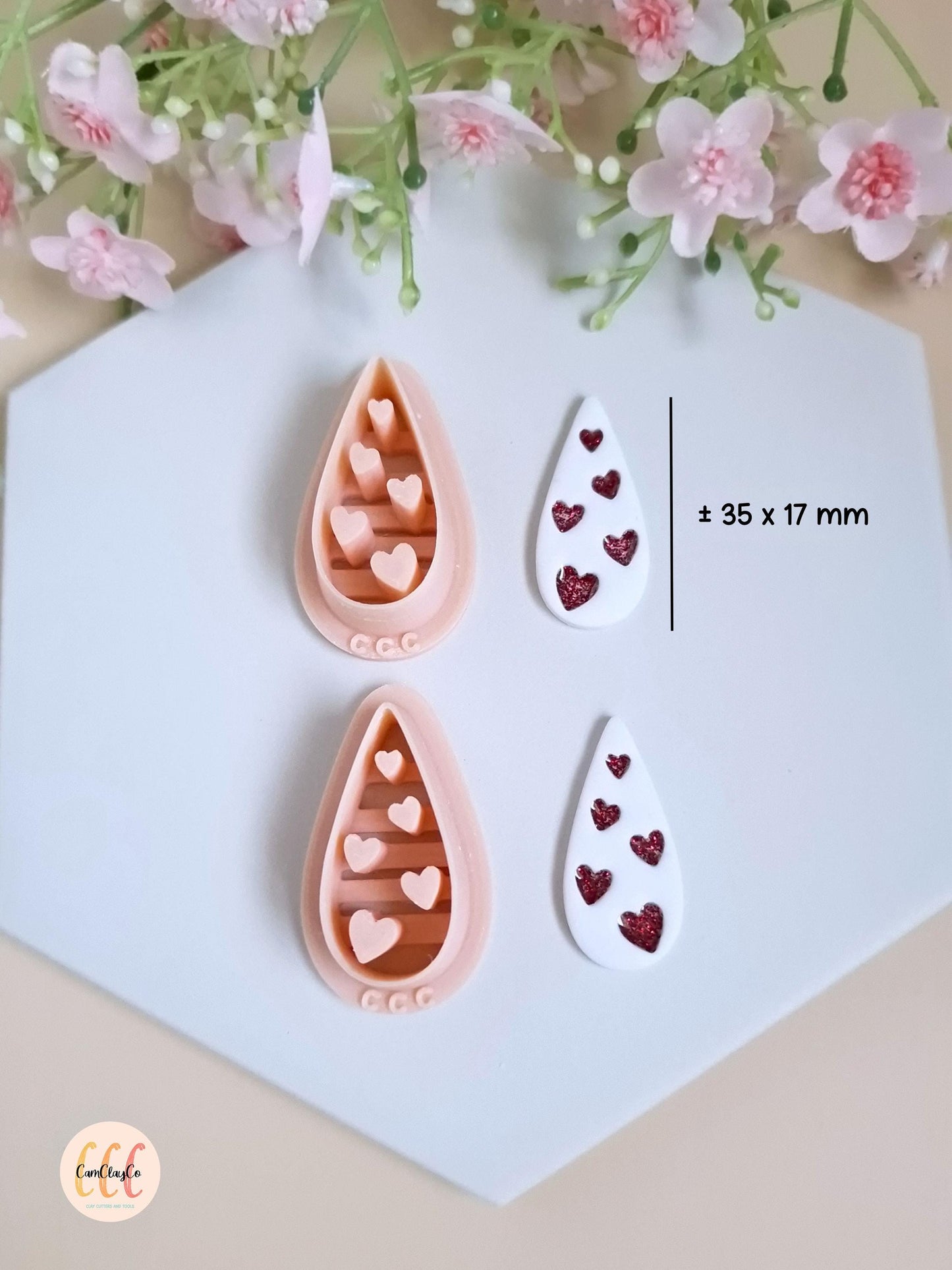 Emporte-pièces 3D en forme de gouttes et cœurs estampés pour la fabrication de bijoux en argile polymère